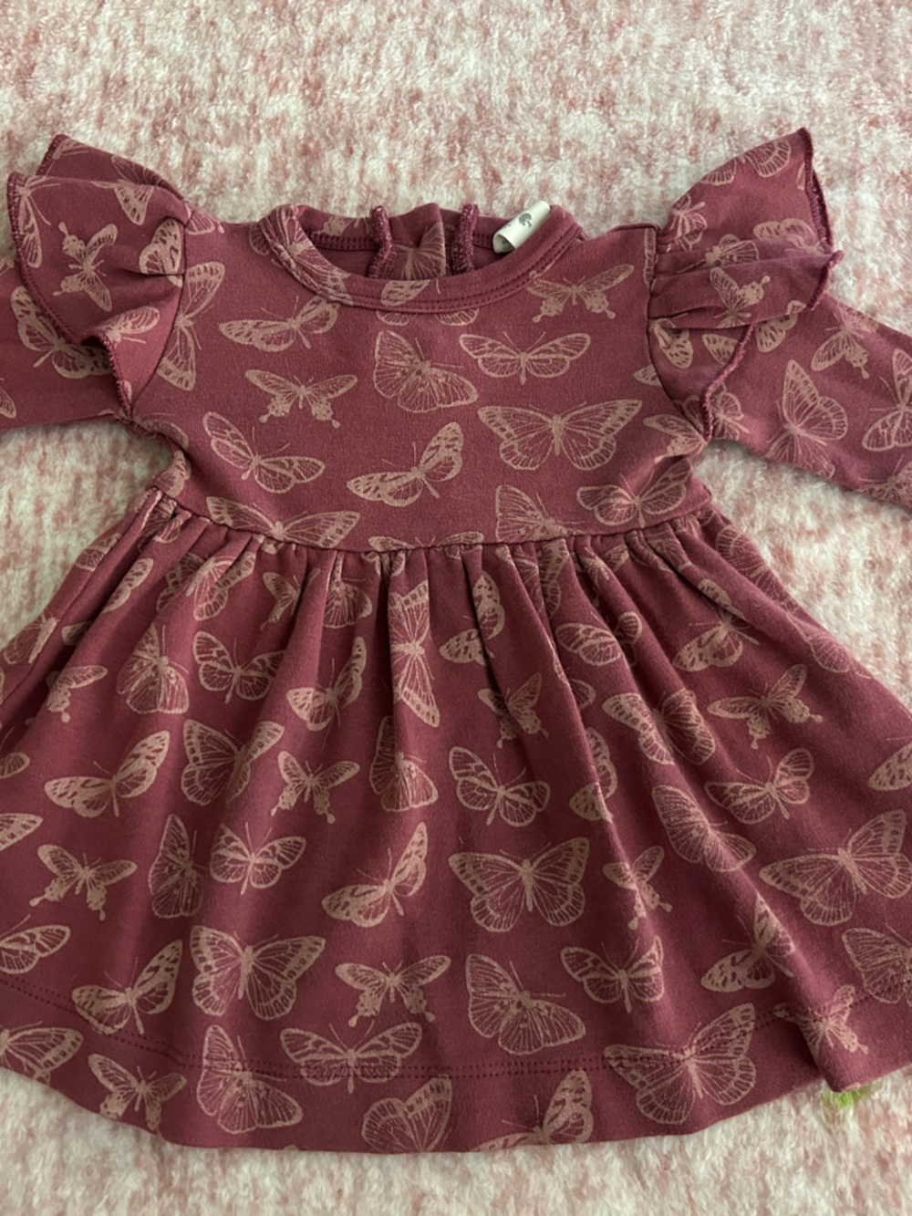 kate quinn Mauve Butterfly Print Long-Sleeve Twirl Dress